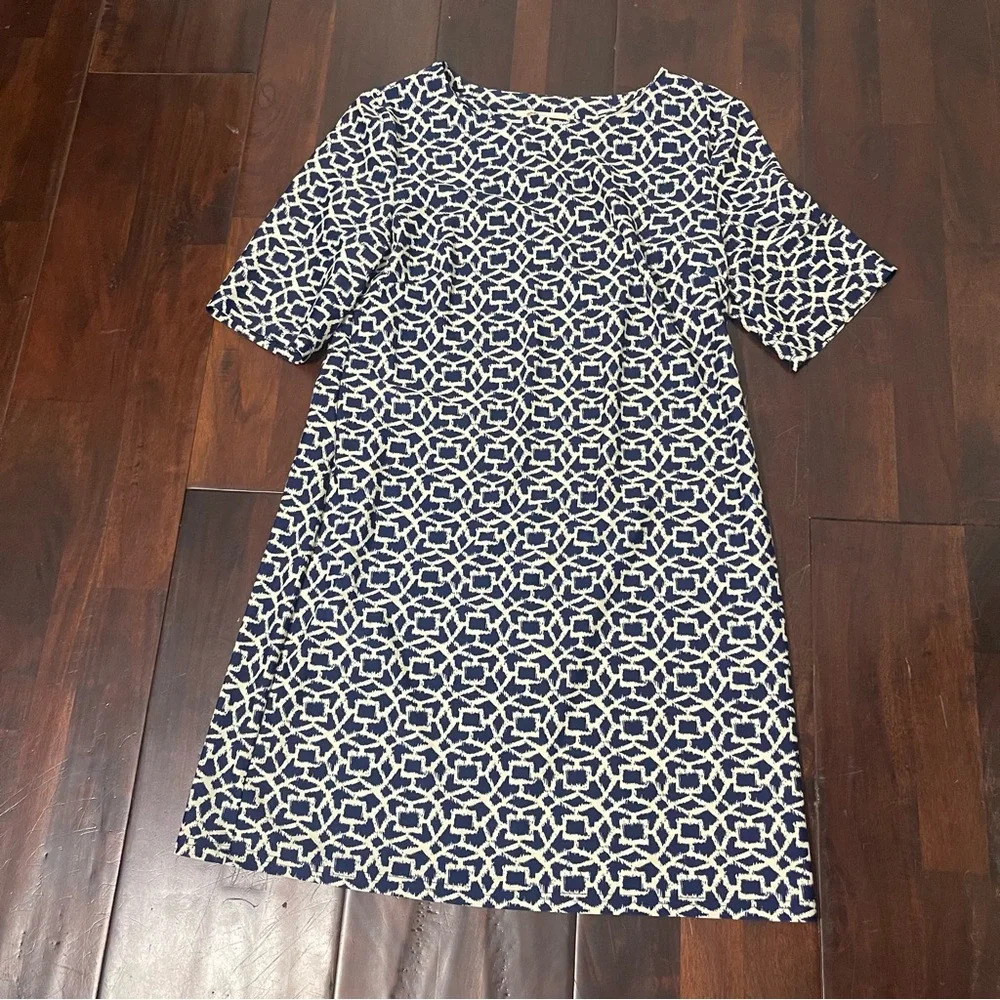 Aryeh Anthropology Navy And White Dress Women’s Size Medium Midi Sleeves